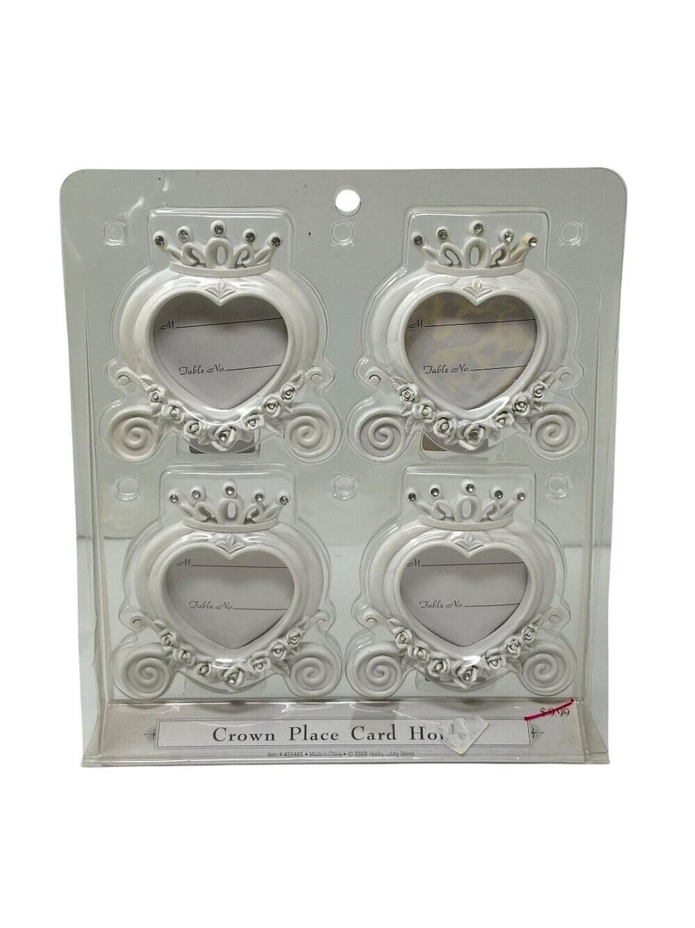 Crown Place Card Holders Heart Design Set Of 4 White Wedding Elegant Tea Party